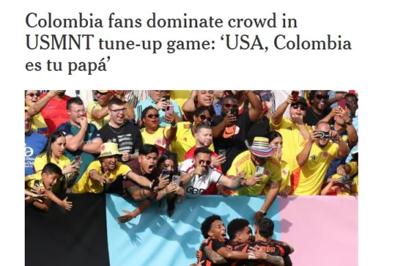 美国队1-5负于哥伦比亚，对方球迷高喊：哥伦比亚是美国爸爸
