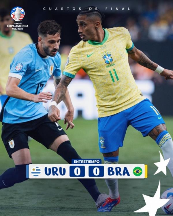 半场-巴西暂0-0乌拉圭 努涅斯头球造险阿劳霍伤退